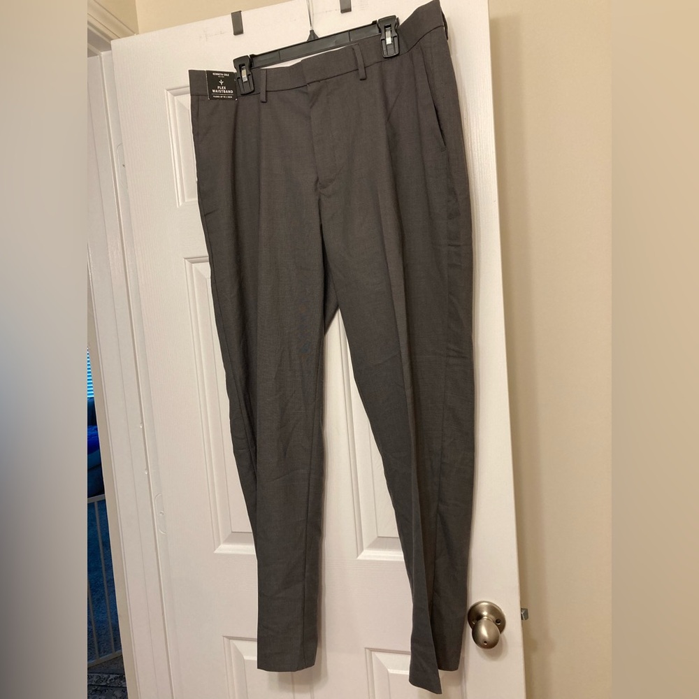 Kenneth Cole New York Mens Strech Slim Fit Work Slacks Dark Gray 38 x 32 NWT